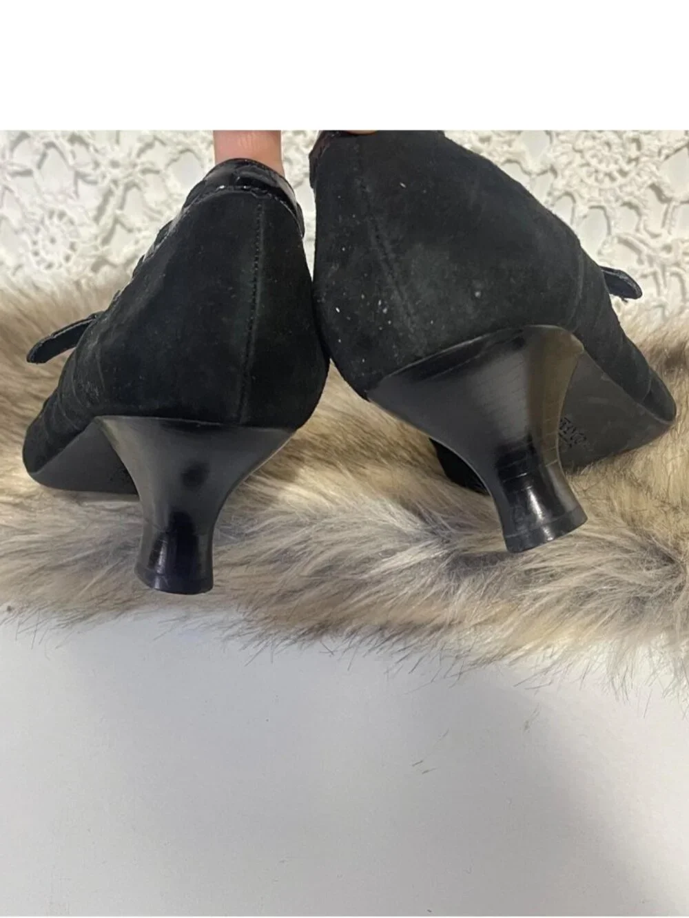 Franco Sarto black Mary Jane suede leather heels with buckle